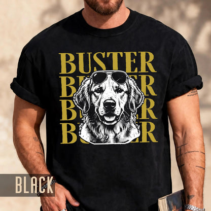 Cool Dog Portrait Shirt, Custom Golden Retriever Photo Tee