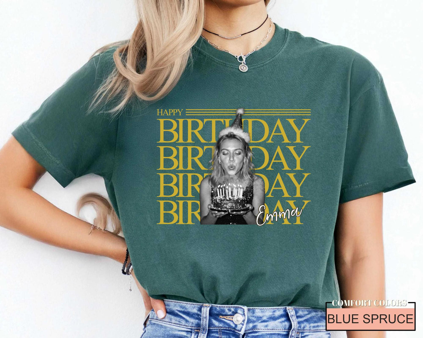 Custom Happy Birthday Crew Trip Photo Matching Shirt, Personalized Birthday Girl Squad Picture Tee