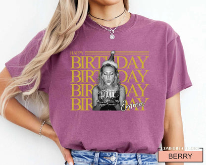 Custom Happy Birthday Crew Trip Photo Matching Shirt, Personalized Birthday Girl Squad Picture Tee
