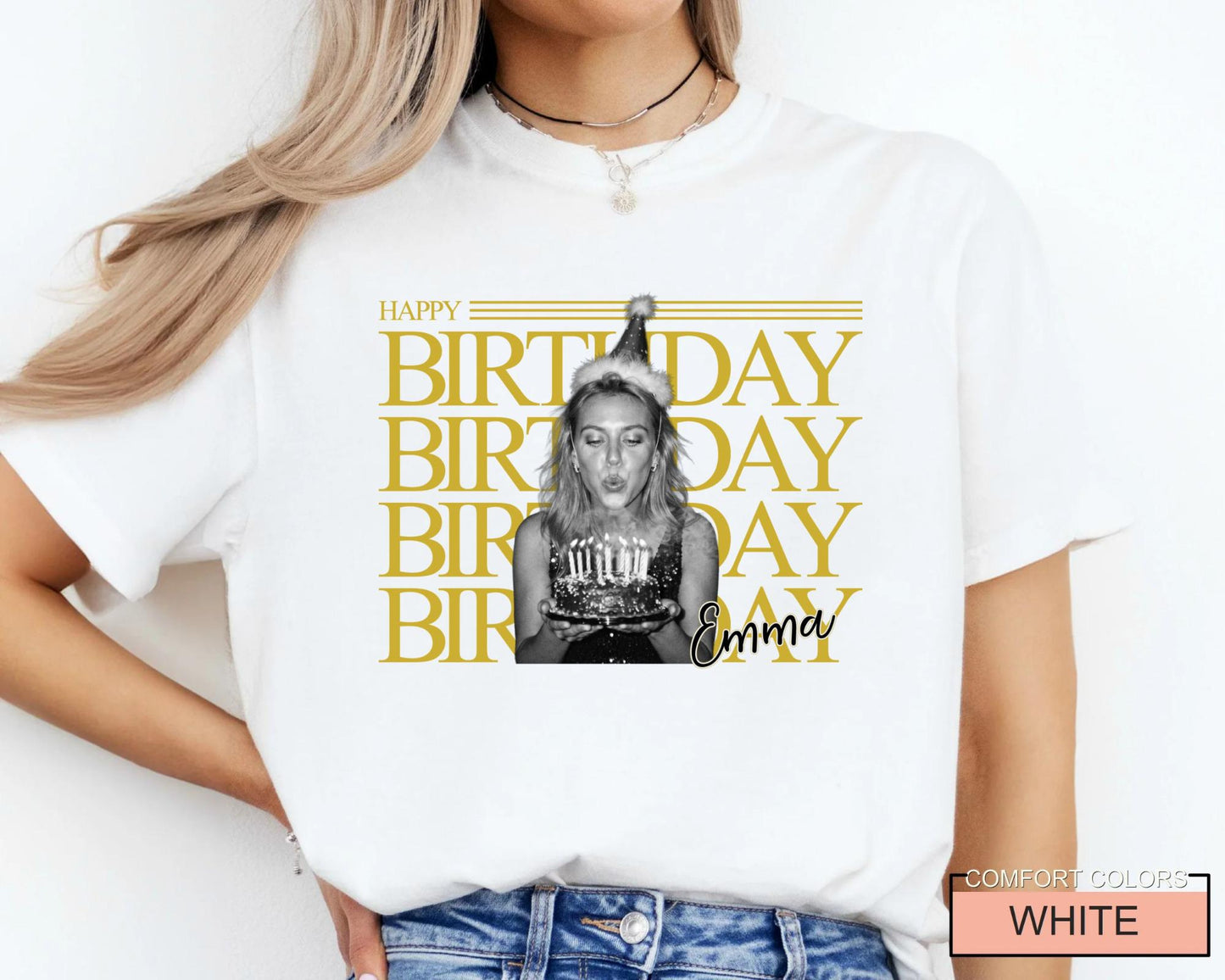 Custom Happy Birthday Crew Trip Photo Matching Shirt, Personalized Birthday Girl Squad Picture Tee
