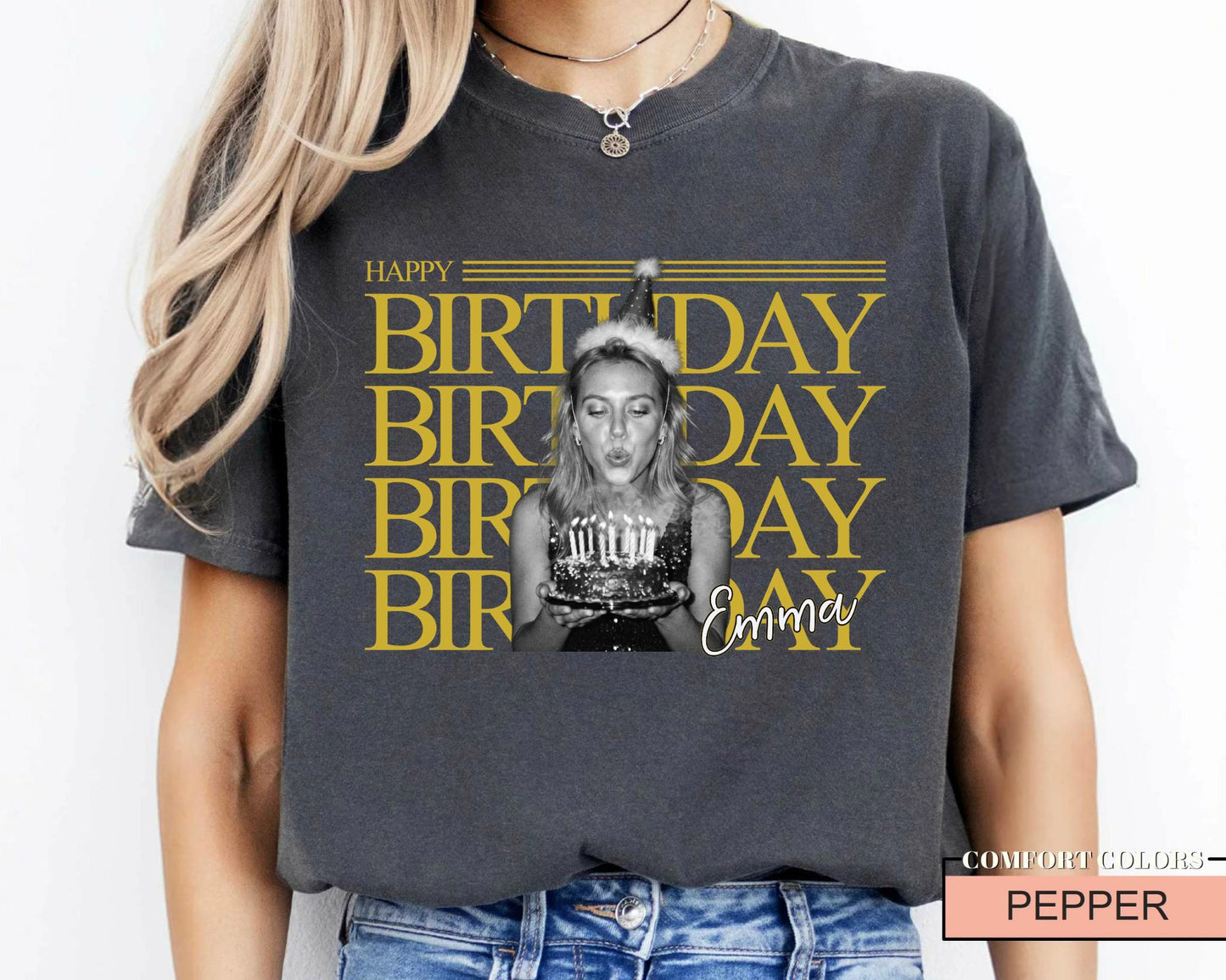 Custom Happy Birthday Crew Trip Photo Matching Shirt, Personalized Birthday Girl Squad Picture Tee