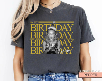 Custom Happy Birthday Crew Trip Photo Matching Shirt, Personalized Birthday Girl Squad Picture Tee