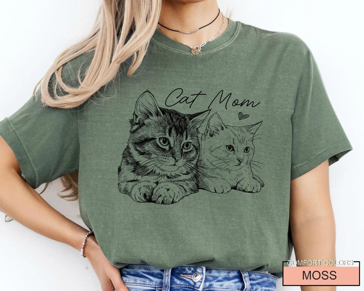 Custom Cat Mom Photo Shirt, Bootleg Pet Portrait Tee for Women