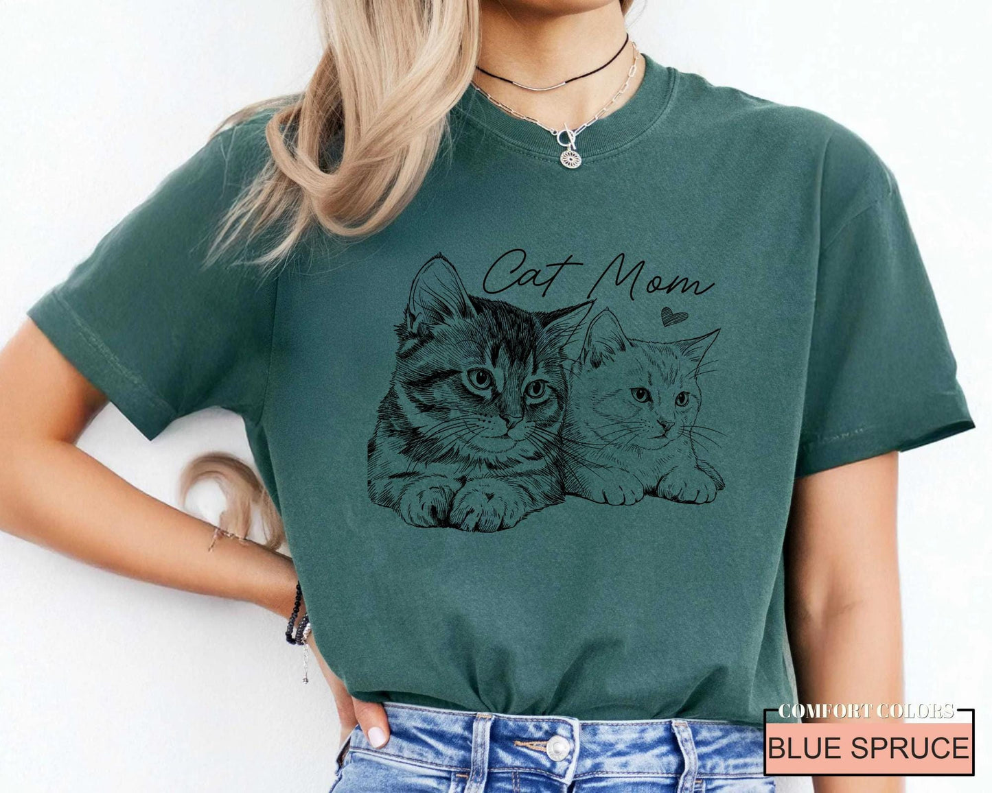 Custom Cat Mom Photo Shirt, Bootleg Pet Portrait Tee for Women