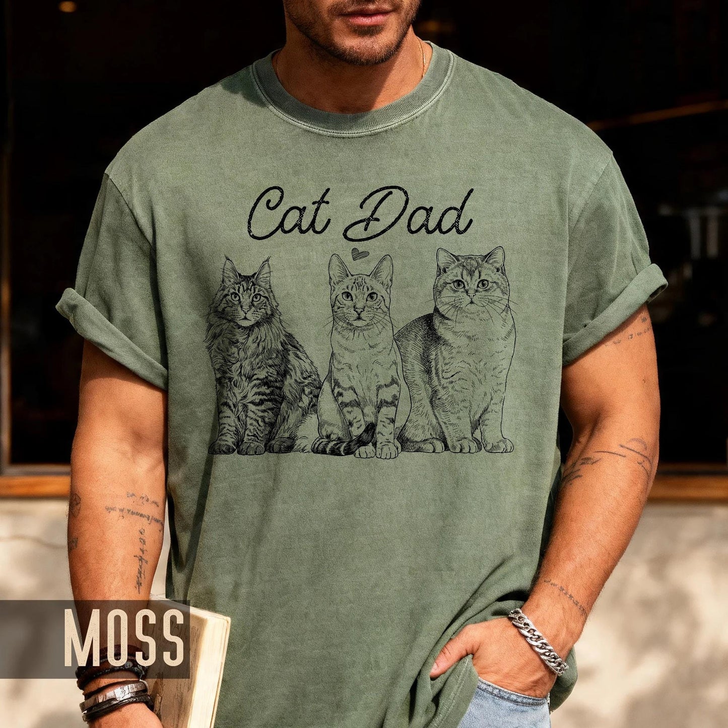 Custom Cat Dad Photo Shirt, Personalized Pets Picture Tee