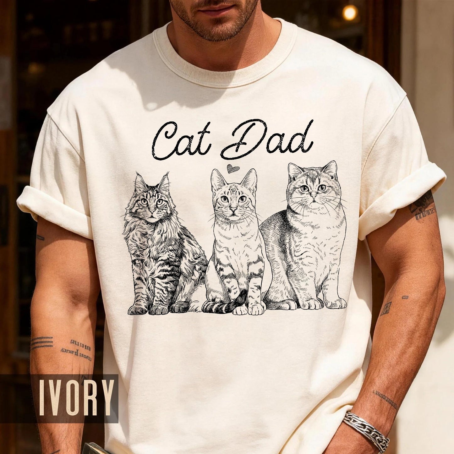 Custom Cat Dad Photo Shirt, Personalized Pets Picture Tee