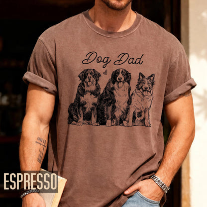 Personalized Dog Dad Photo Shirt, Custom Pets Portrait Sketch Tee