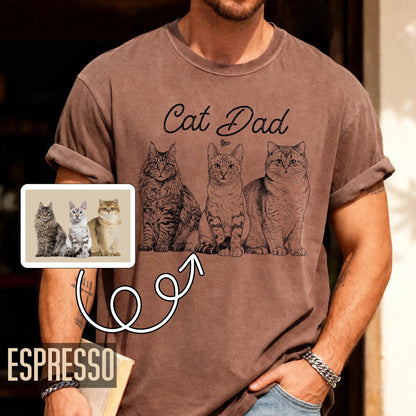 Custom Cat Dad Photo Shirt, Personalized Pets Picture Tee