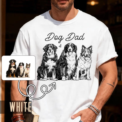 Personalized Dog Dad Photo Shirt, Custom Pets Portrait Sketch Tee