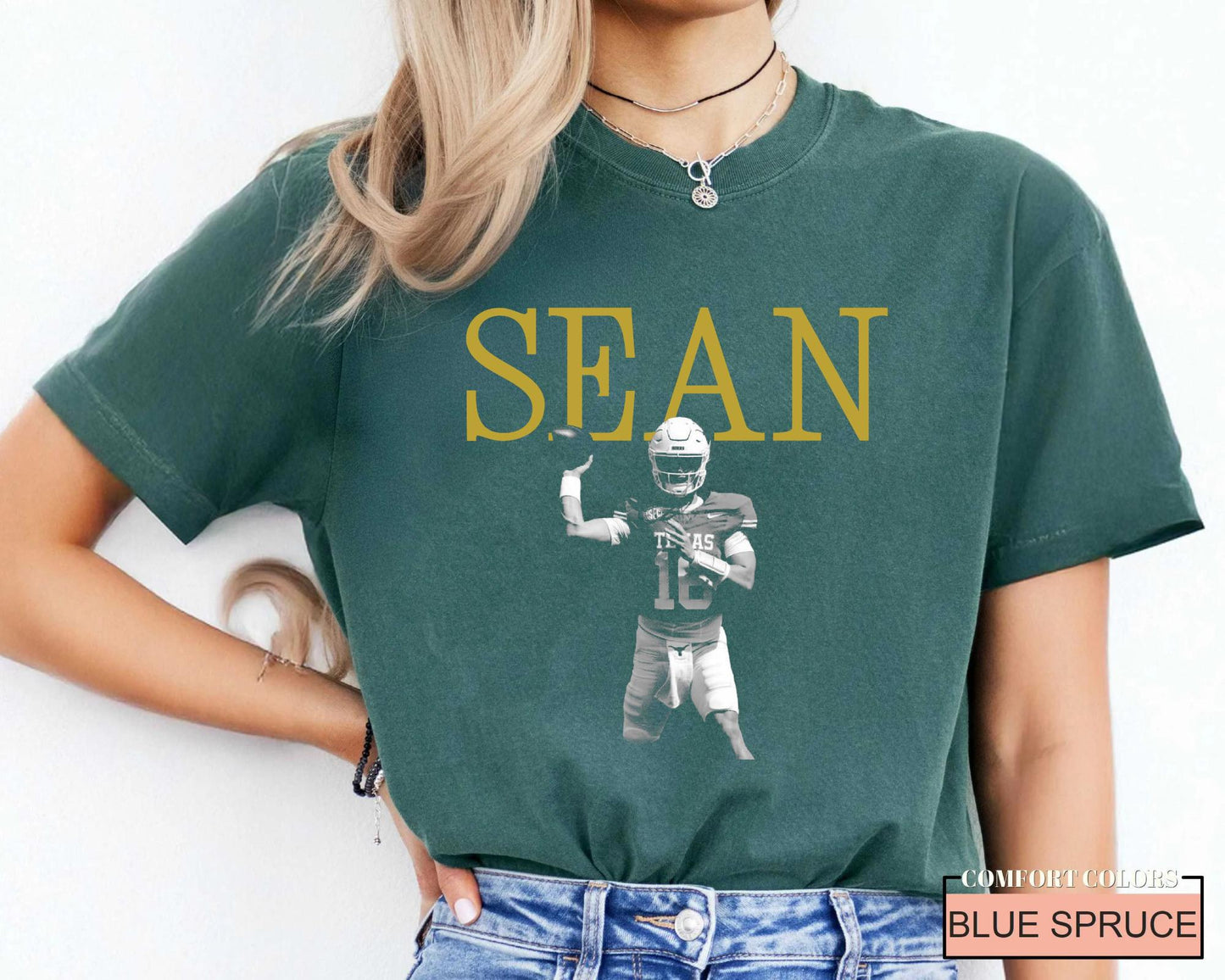 Custom Football Player Photo Shirt, Personalized Game Day Football Mom Tee
