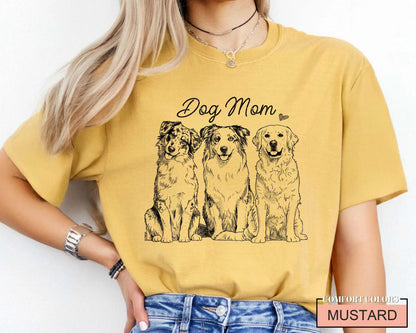 Personalized Dog Dad Photo Shirt, Custom Puppy Picture Sketch Tee