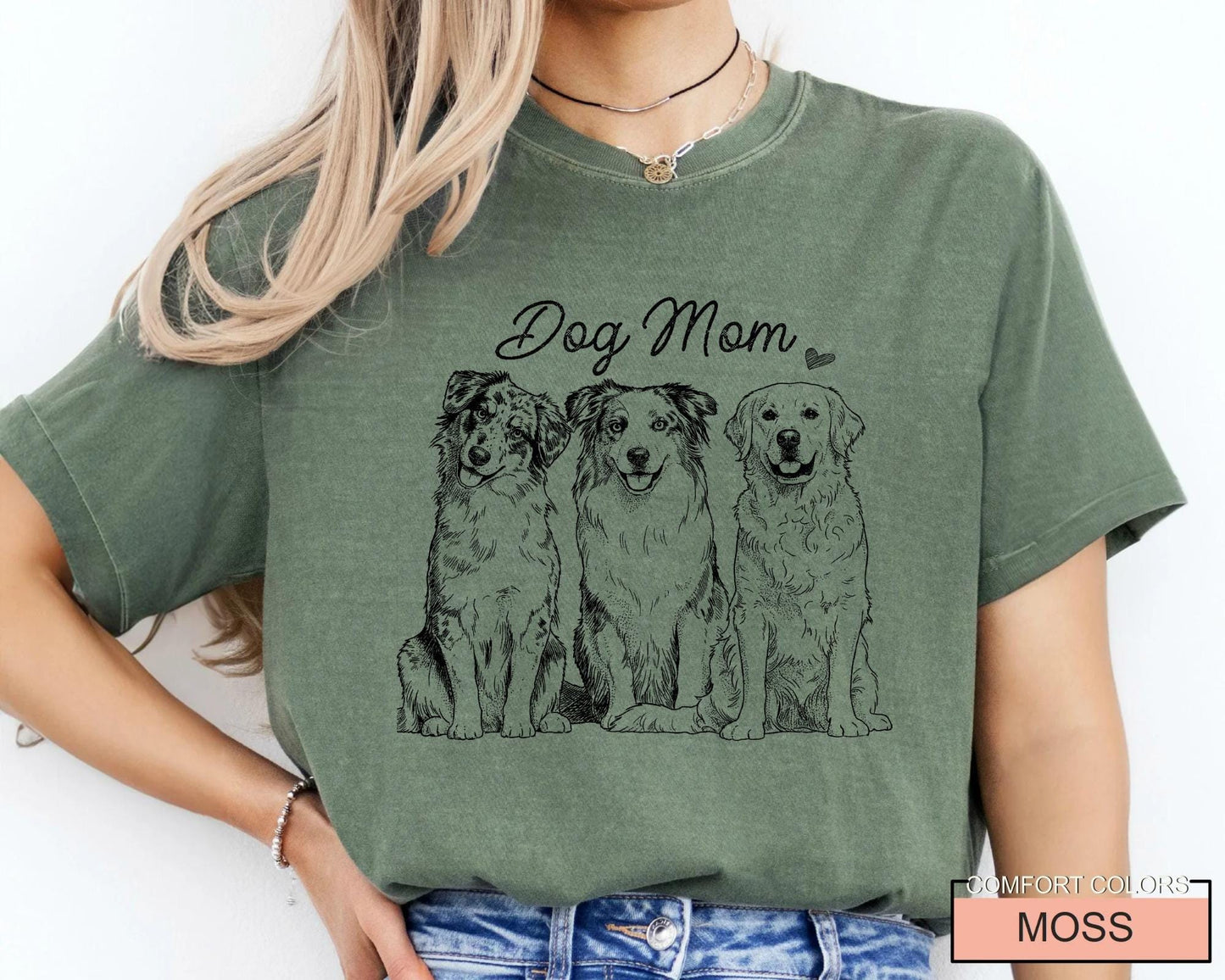 Personalized Dog Dad Photo Shirt, Custom Puppy Picture Sketch Tee