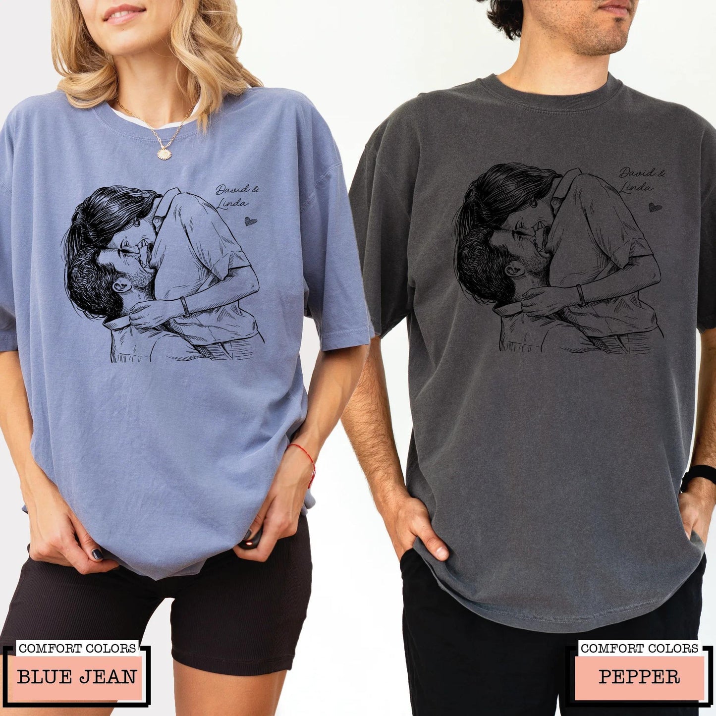 Custom Couple Photo Shirt, Personalized Boyfriend Girlfriend Anniversary Picture Tee