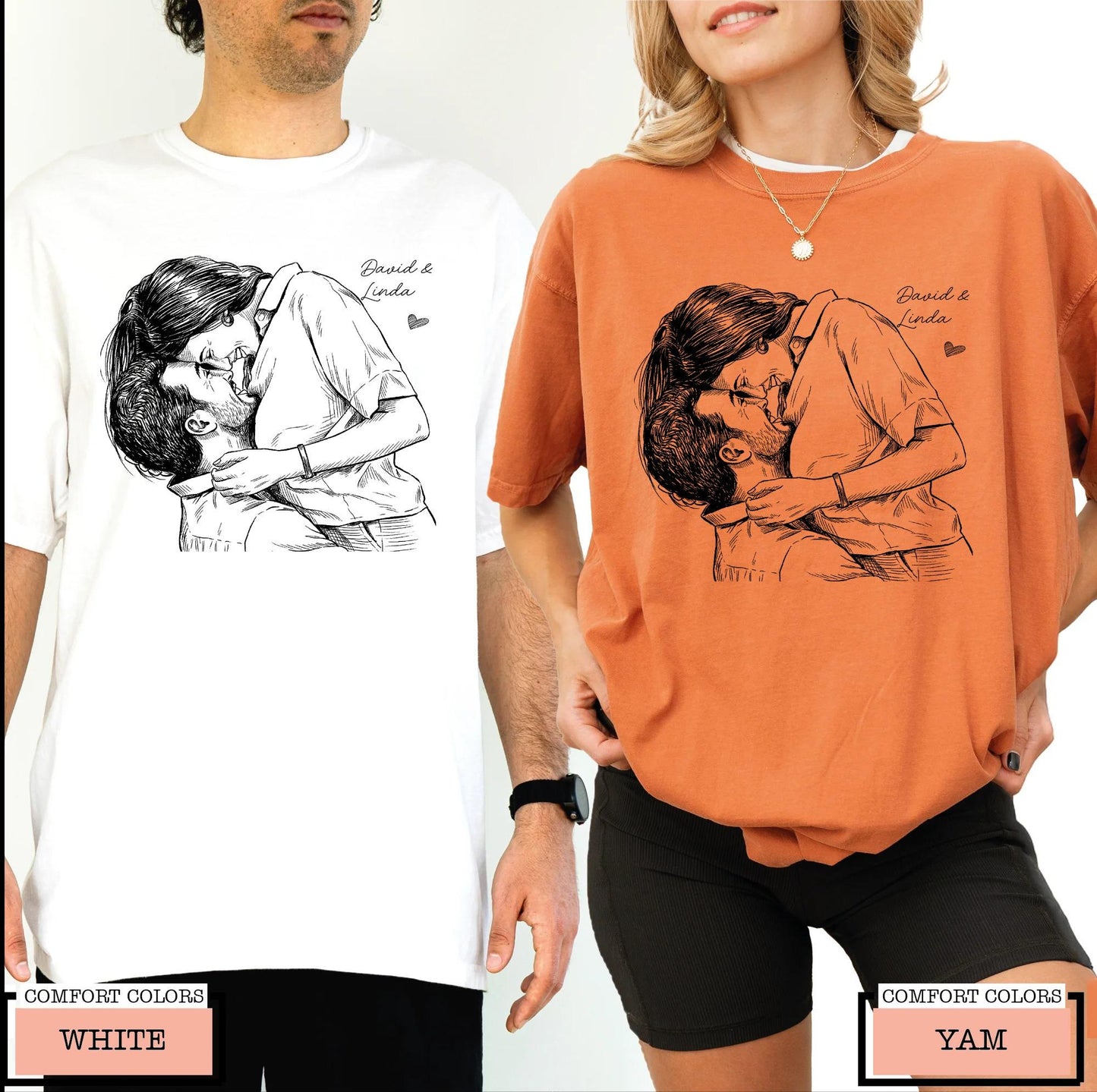 Custom Couple Photo Shirt, Personalized Boyfriend Girlfriend Anniversary Picture Tee