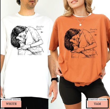 Custom Couple Photo Shirt, Personalized Boyfriend Girlfriend Anniversary Picture Tee
