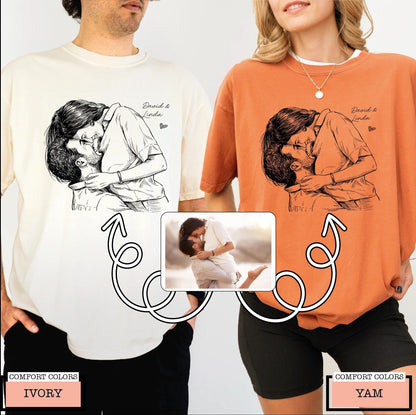 Custom Couple Photo Shirt, Personalized Boyfriend Girlfriend Anniversary Picture Tee
