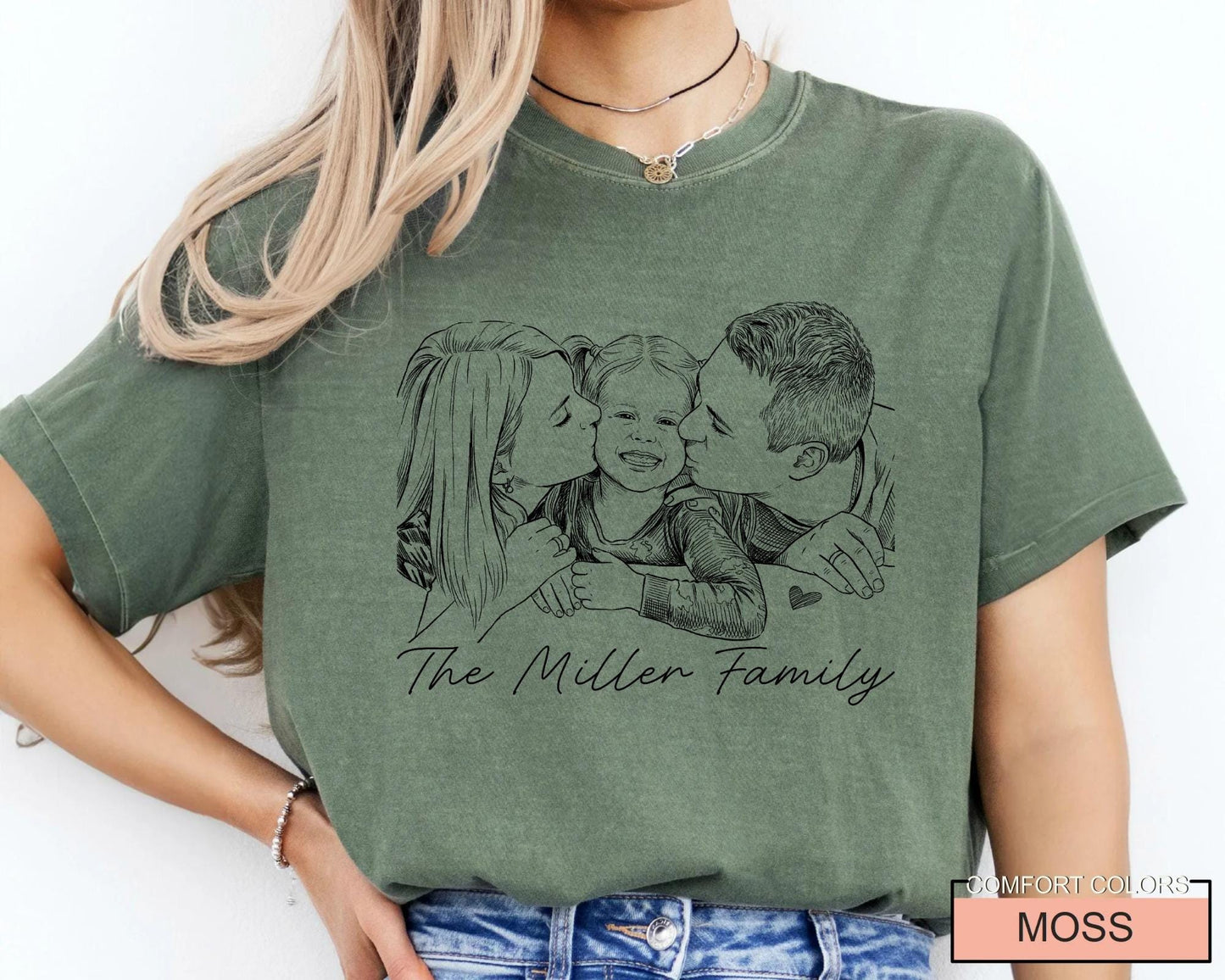 Custom Family Sketch Photo Shirt, Personalized Family Picture Tee