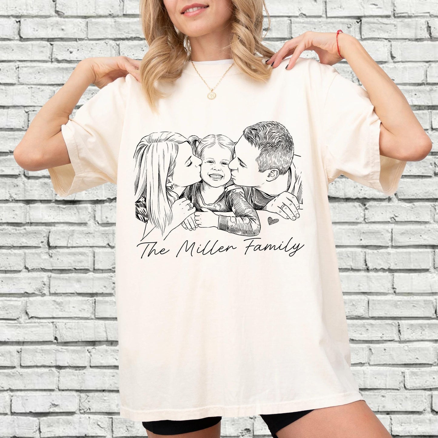 Custom Family Sketch Photo Shirt, Personalized Family Picture Tee