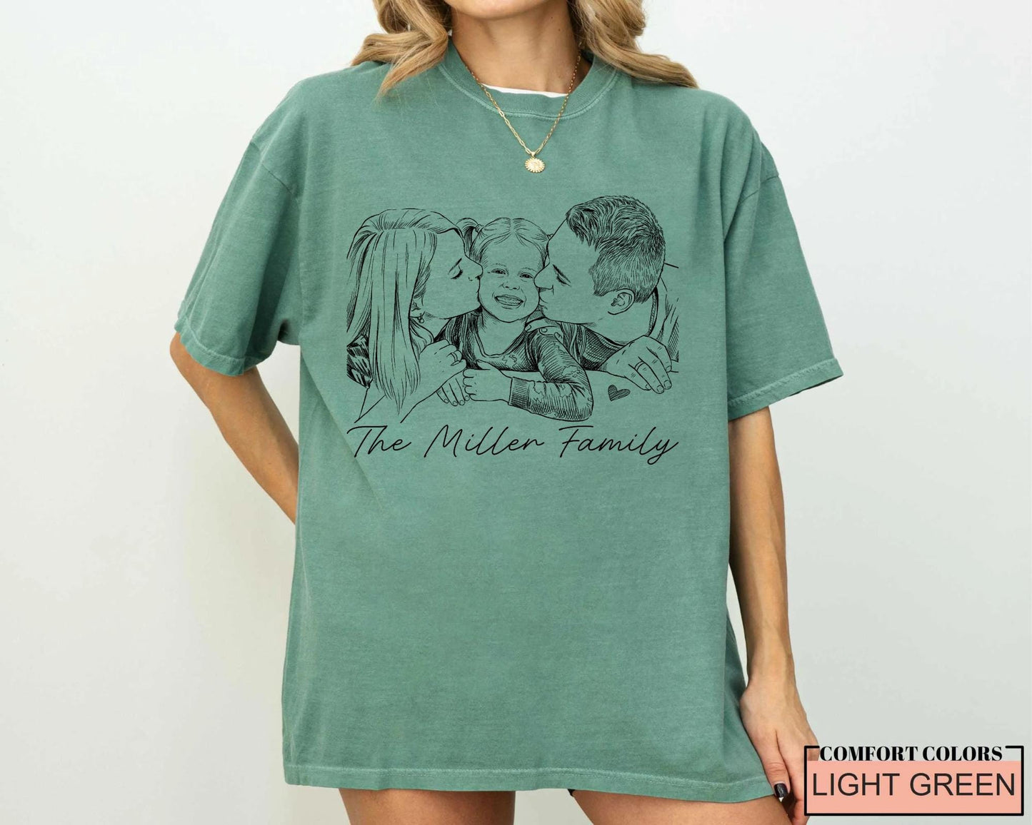 Custom Family Sketch Photo Shirt, Personalized Family Picture Tee