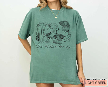 Custom Family Sketch Photo Shirt, Personalized Family Picture Tee