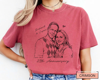 Custom Parents Photo Shirt for Wedding Anniversary, Husband Wife Picture Tee