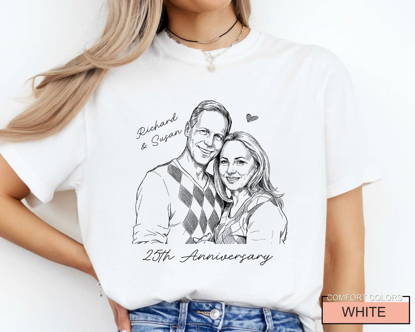 Custom Parents Photo Shirt for Wedding Anniversary, Husband Wife Picture Tee