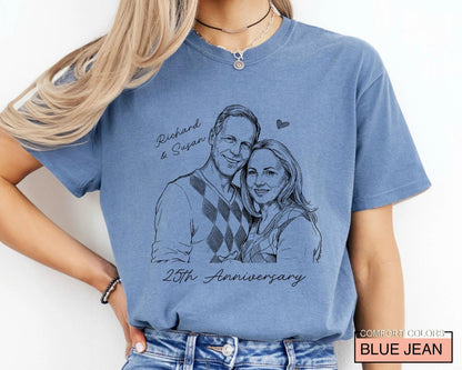Custom Parents Photo Shirt for Wedding Anniversary, Husband Wife Picture Tee
